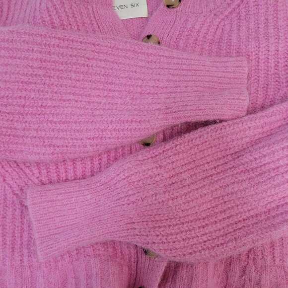 Eleven Six Pink Baby Alpaca Merino Wool Cropped Cardigan Sweater Size Small S - Picture 4 of 12
